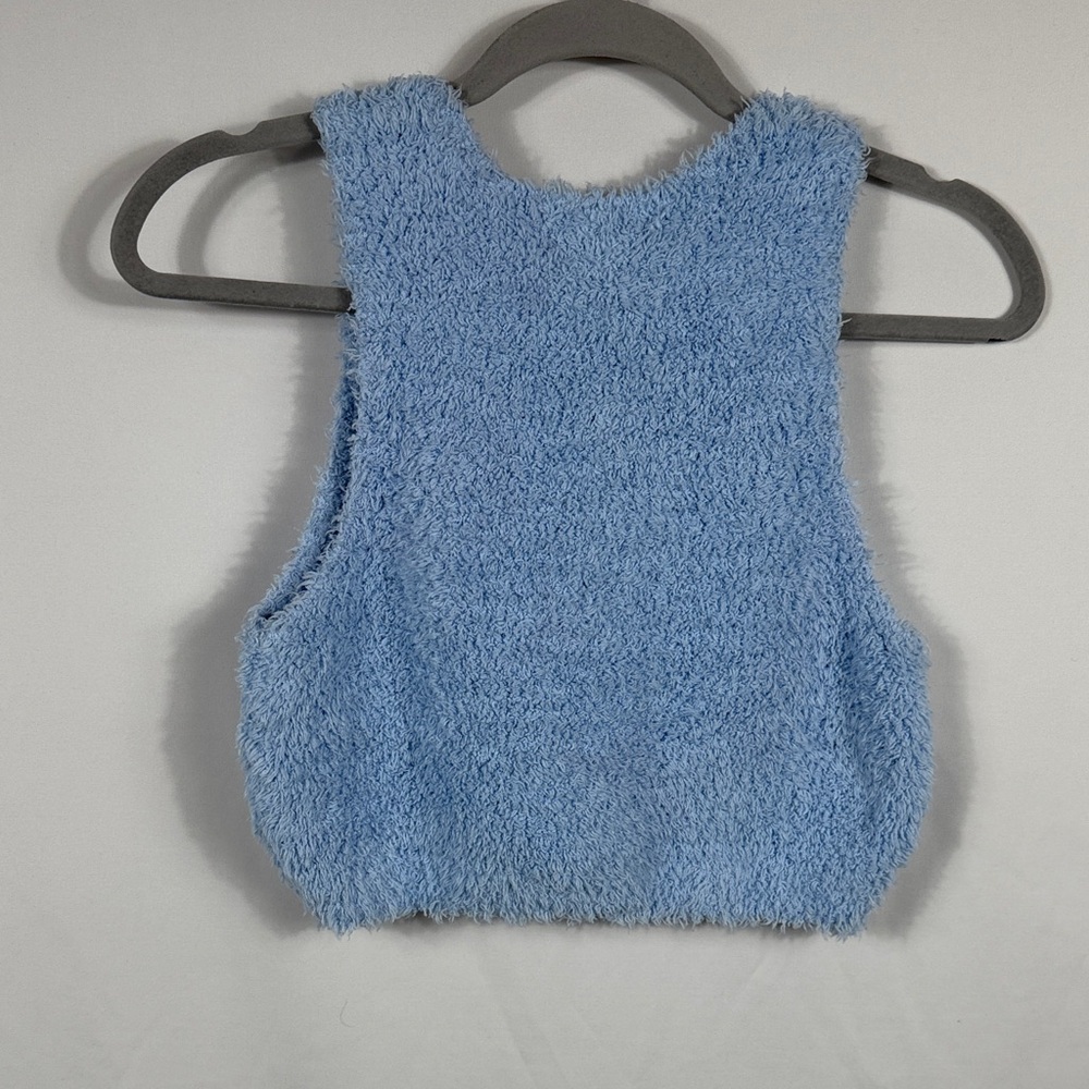 H&M Light Blue Fuzzy Textured Top. NWT. Womens size M. Stretchy. Y2K inspired - Picture 5 of 6